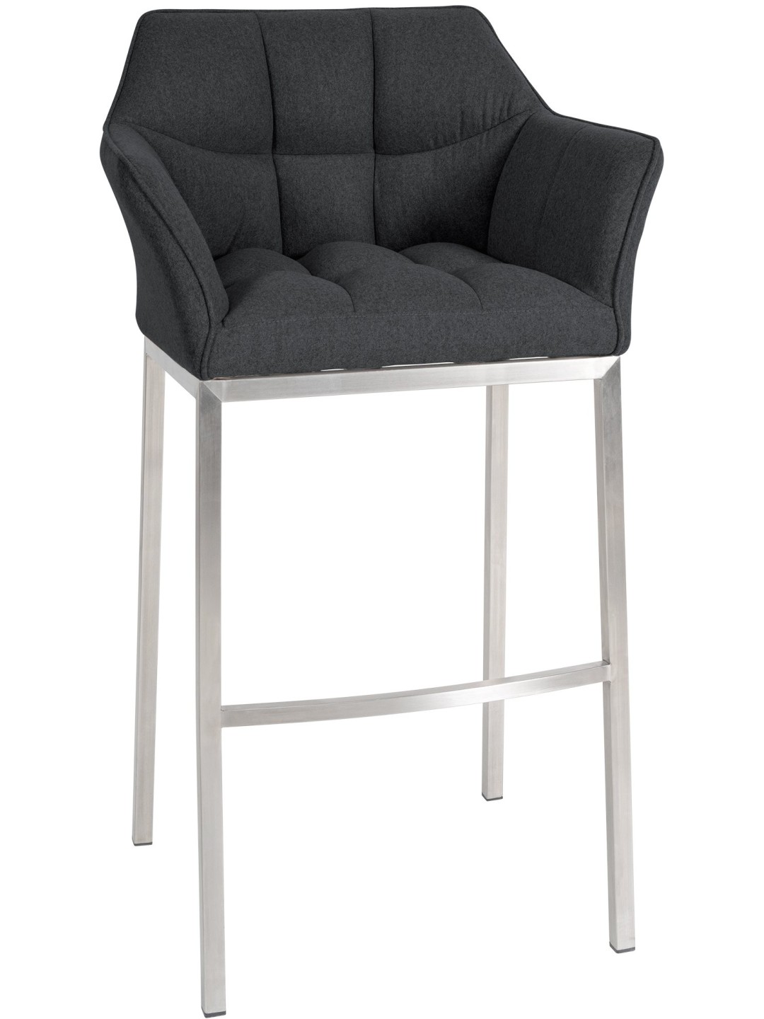 Taburete de bar Damaso E de fieltro con estructura de 4 pies, antracita