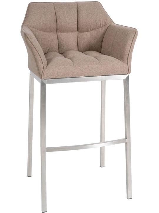 Taburete de bar Damaso E de fieltro con estructura de 4 pies, taupe