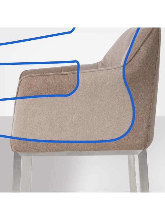 Taburete de bar Damaso E de fieltro con estructura de 4 pies, taupe