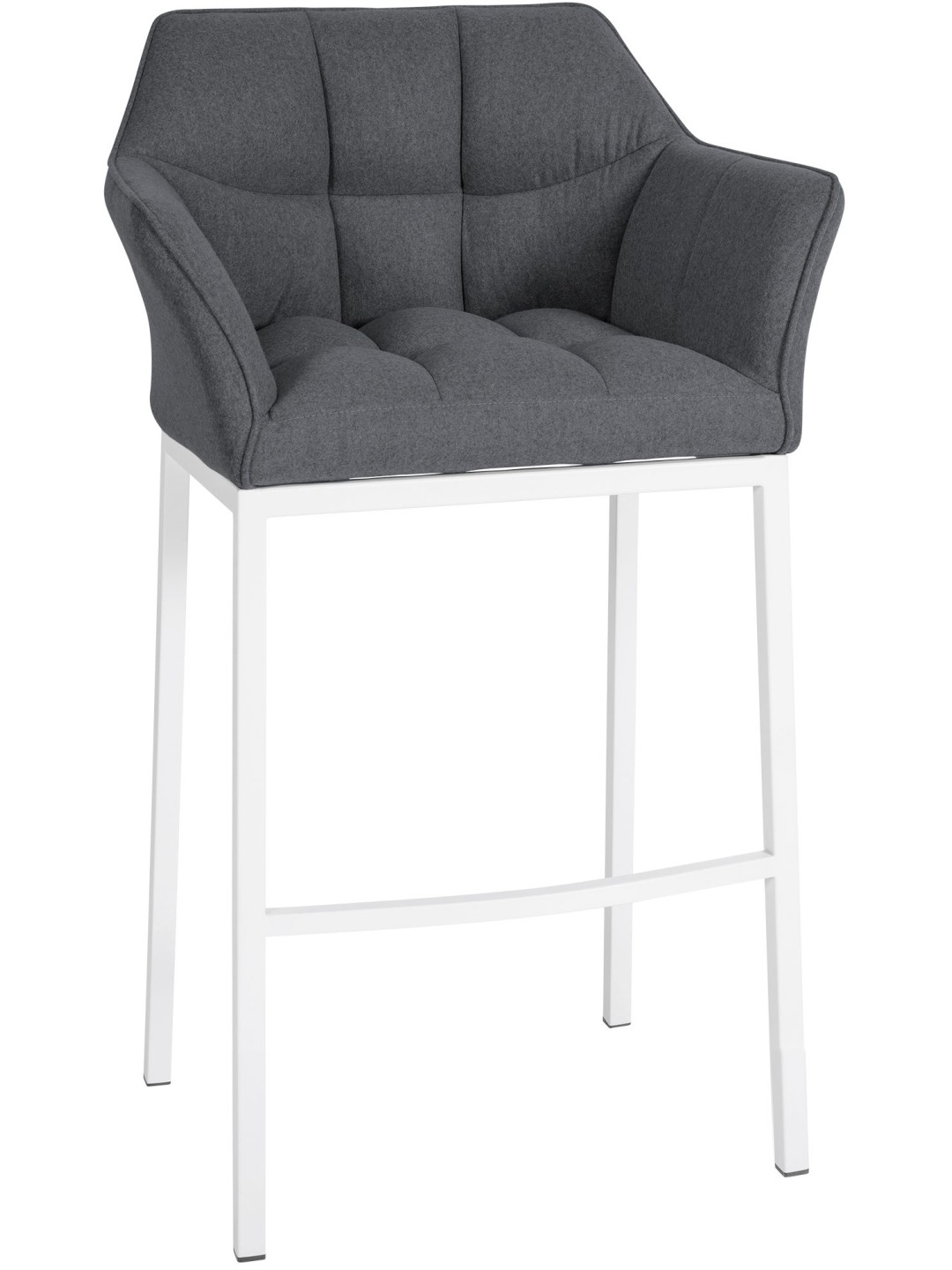 Taburete de bar Damaso W fieltro con estructura de 4 pies, gris