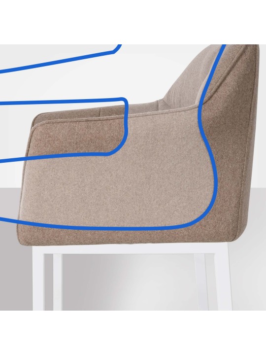 Taburete de bar Damaso W fieltro con estructura de 4 pies, taupe