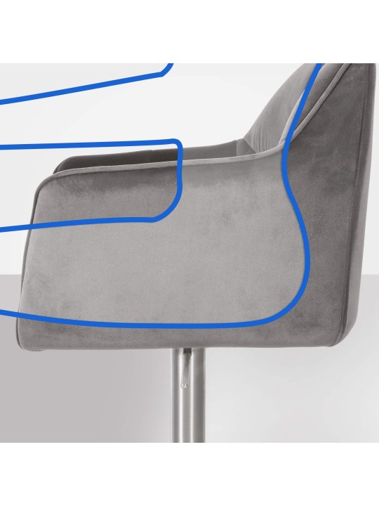 Taburete de bar Damaso E terciopelo, gris