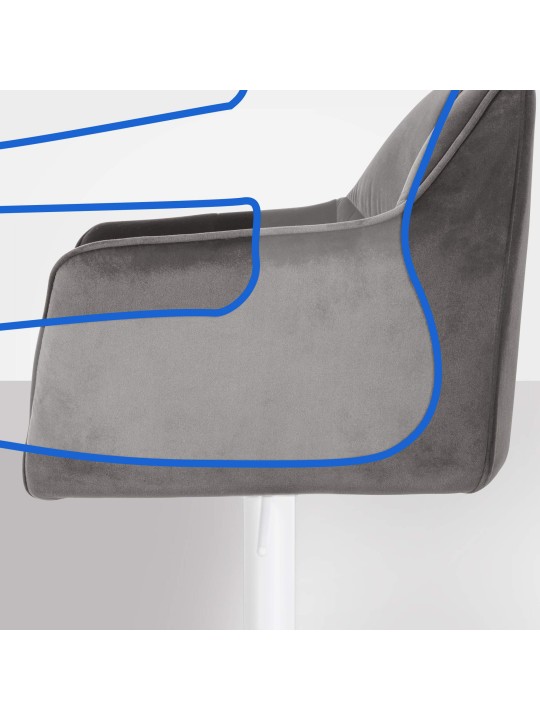 Taburete de bar Damaso W terciopelo, gris Taburete de bar Damaso W terciopelo, gris