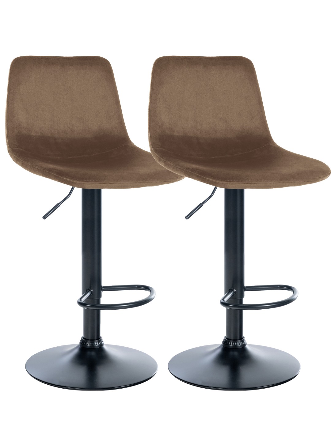 Juego de 2 taburetes de bar Divo terciopelo, marrón