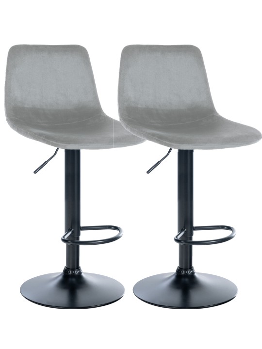 Juego de 2 taburetes de bar Divo terciopelo, gris