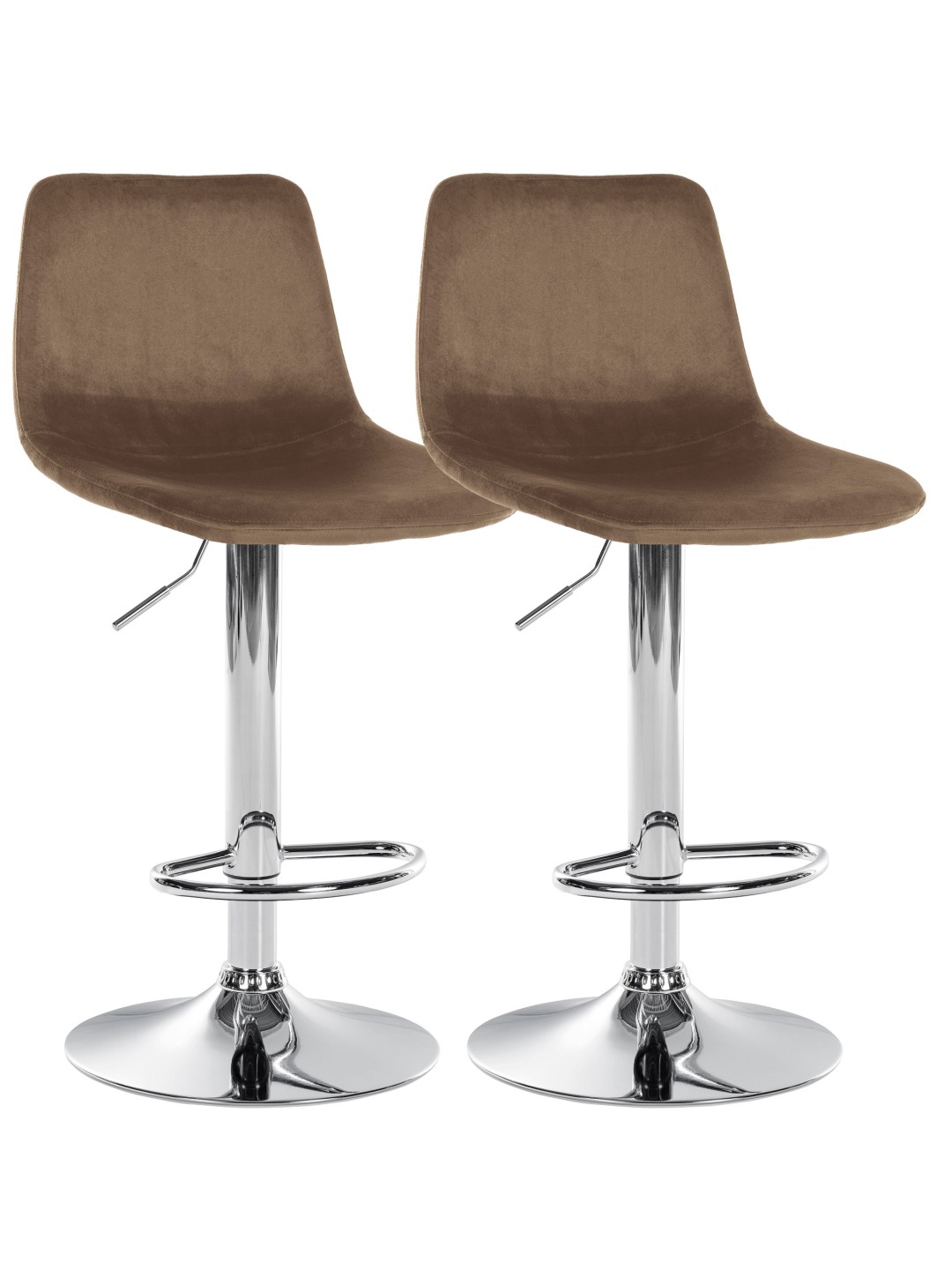 Juego de 2 taburetes de bar Divo terciopelo cromado, marrón
