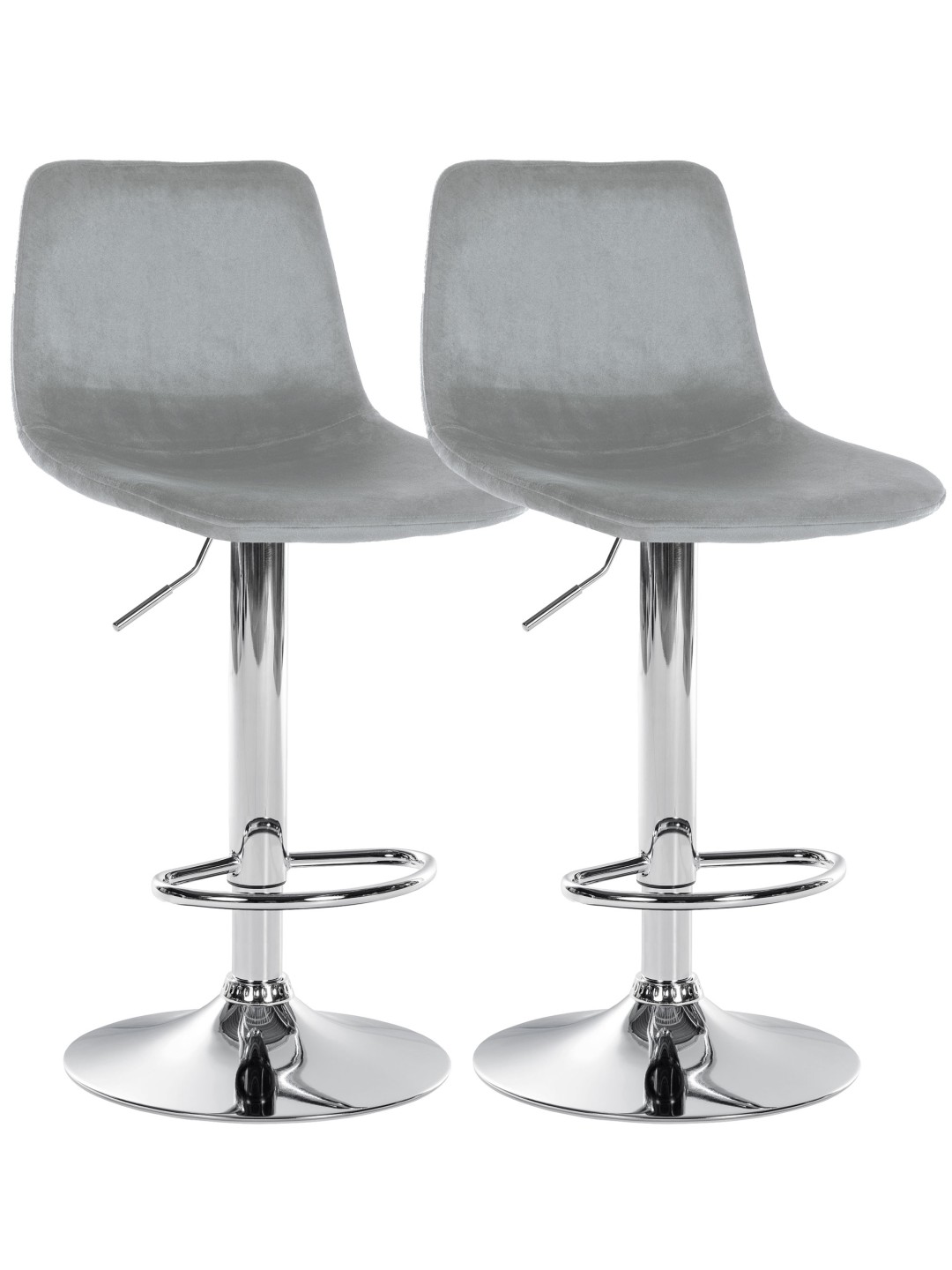 Juego de 2 taburetes de bar Divo terciopelo cromado, gris