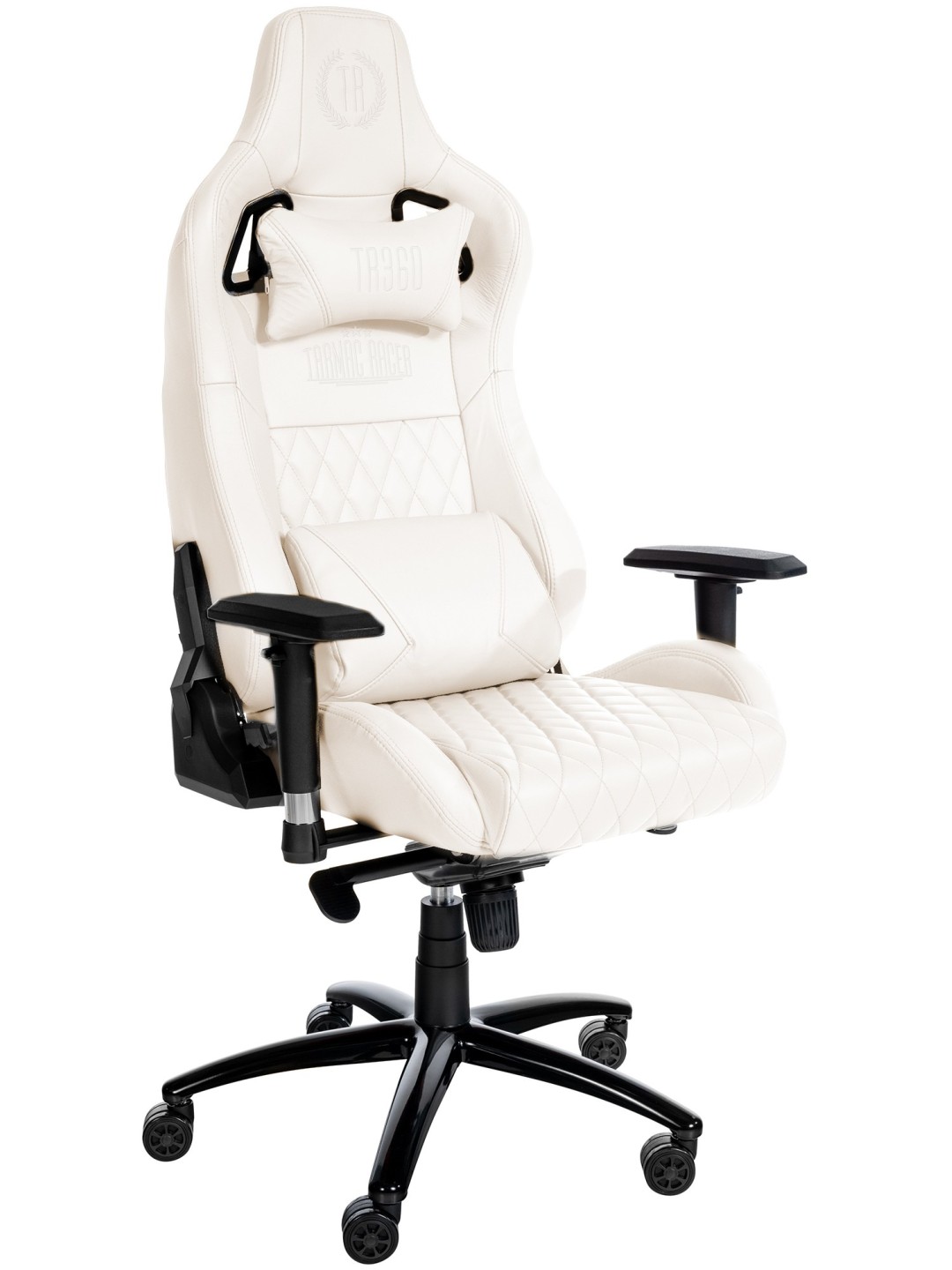 Silla de oficina Keren de cuero genuino, blanco