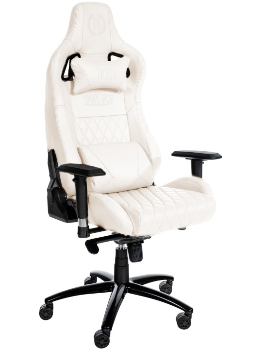 Silla de oficina Keren de cuero genuino, blanco