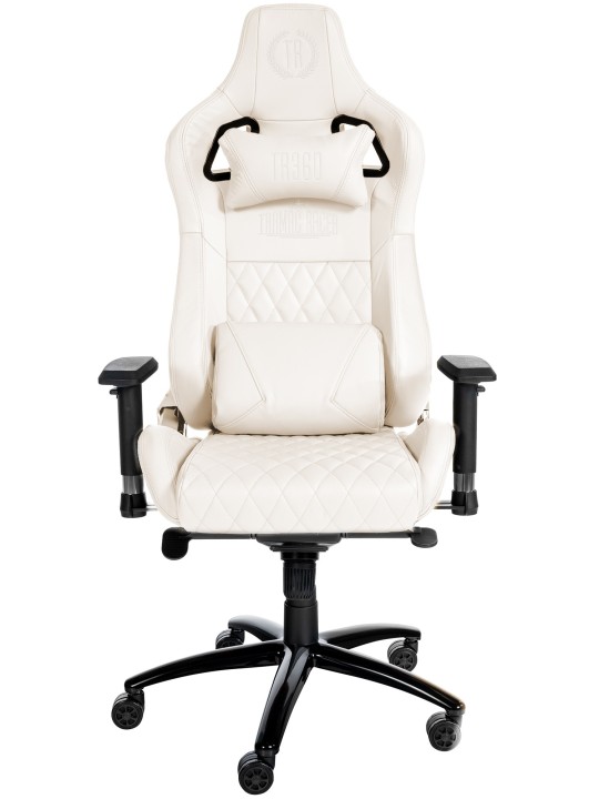 Silla de oficina Keren de cuero genuino, blanco