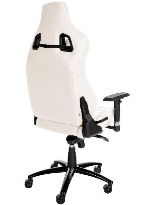 Silla de oficina Keren de cuero genuino, blanco