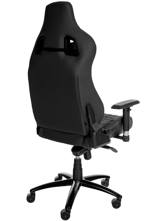Silla de oficina Keren de cuero genuino, negro