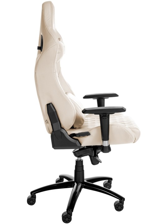 Silla de oficina Keren de cuero genuino, crema