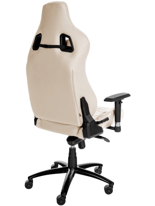 Silla de oficina Keren de cuero genuino, crema