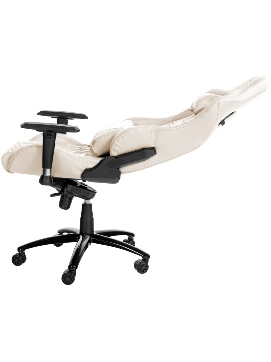 Silla de oficina Keren de cuero genuino, crema