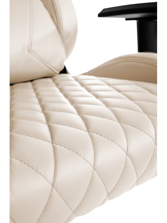 Silla de oficina Keren de cuero genuino, crema