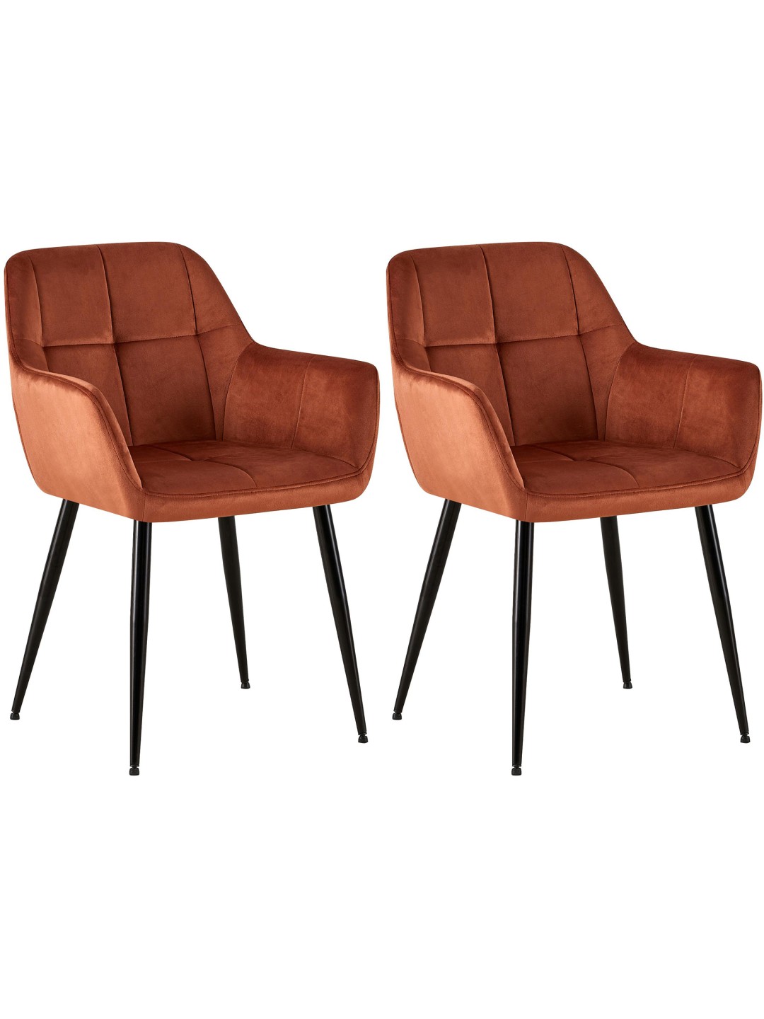 Juego de 2 sillas de comedor Emia terciopelo, marrón