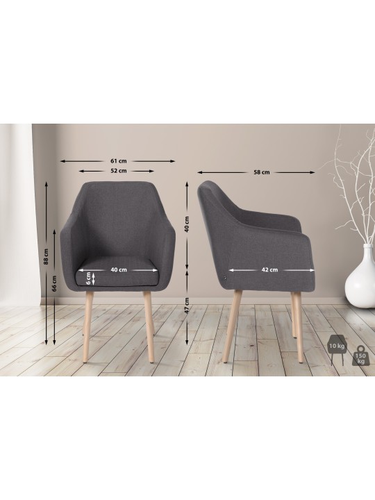 Silla de visita Utrecht tejido natural, gris oscuro