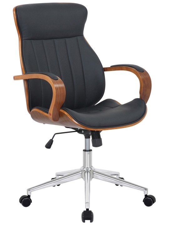 Silla de oficina Melilla polipiel, nogal/negro