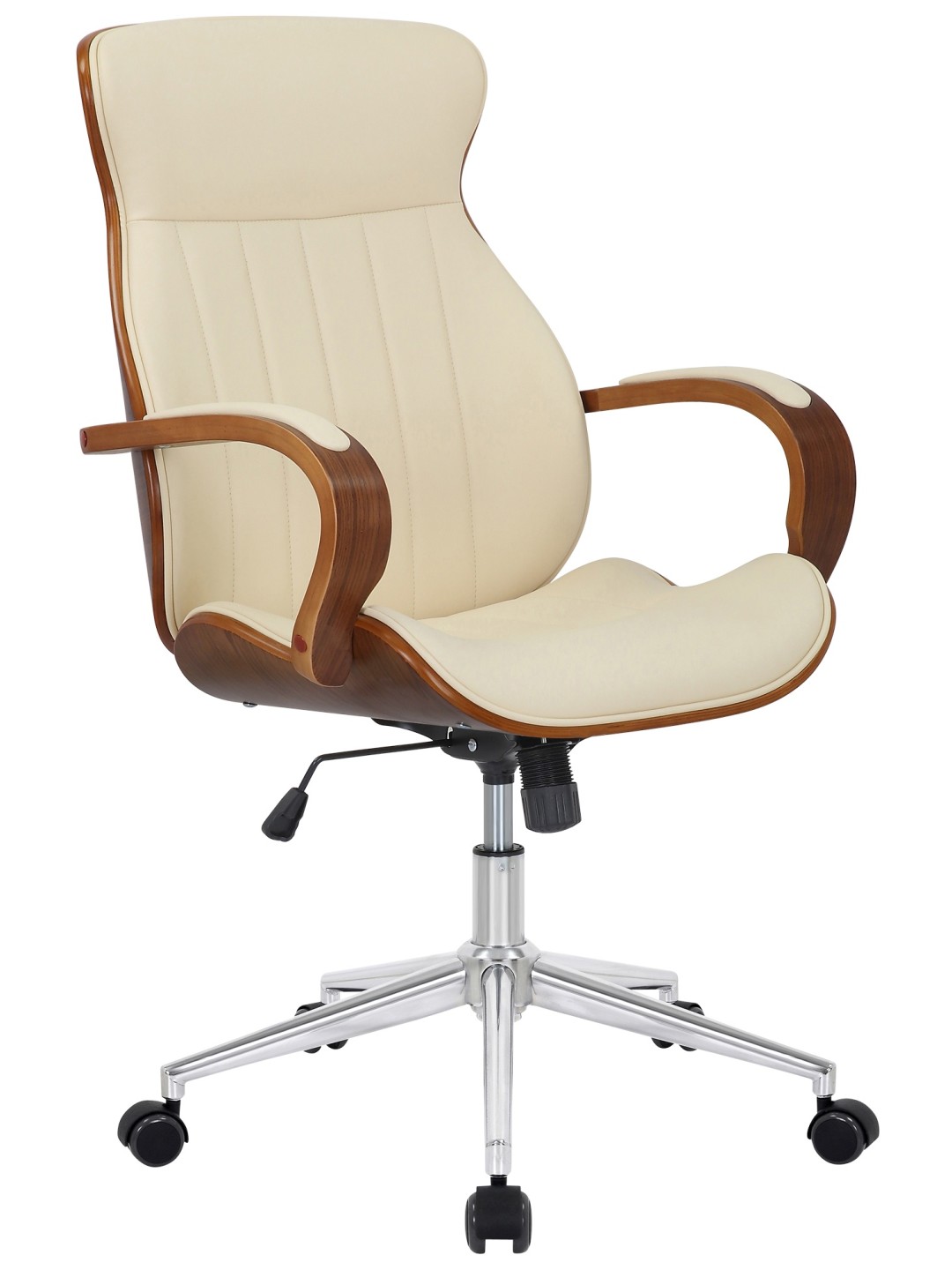 Silla de oficina Melilla polipiel, nogal/crema