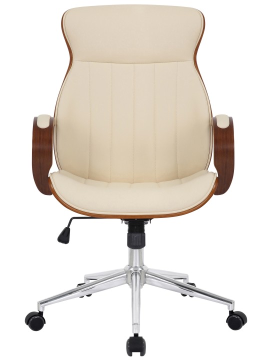 Silla de oficina Melilla polipiel, nogal/crema