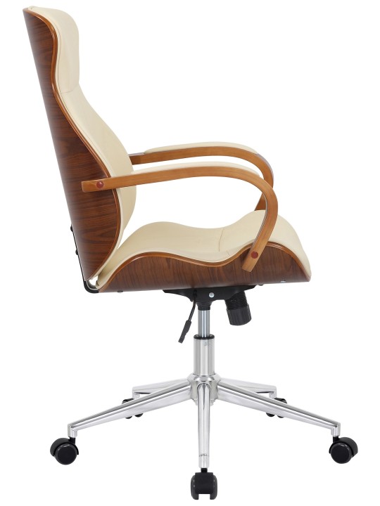 Silla de oficina Melilla polipiel, nogal/crema