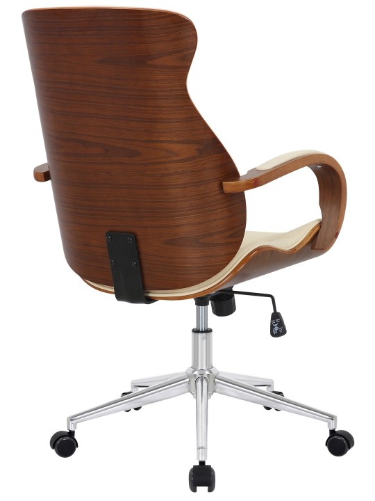 Silla de oficina Melilla polipiel, nogal/crema