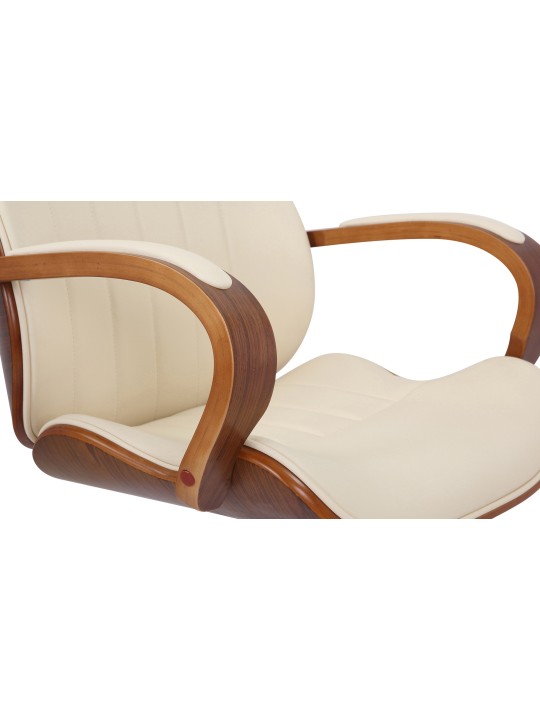 Silla de oficina Melilla polipiel, nogal/crema