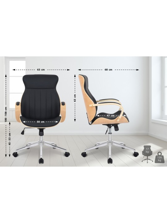 Silla de oficina Melilla polipiel, natural/negro