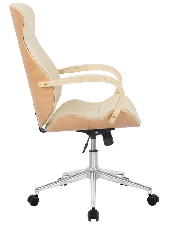 Silla de oficina Melilla polipiel, natural/crema