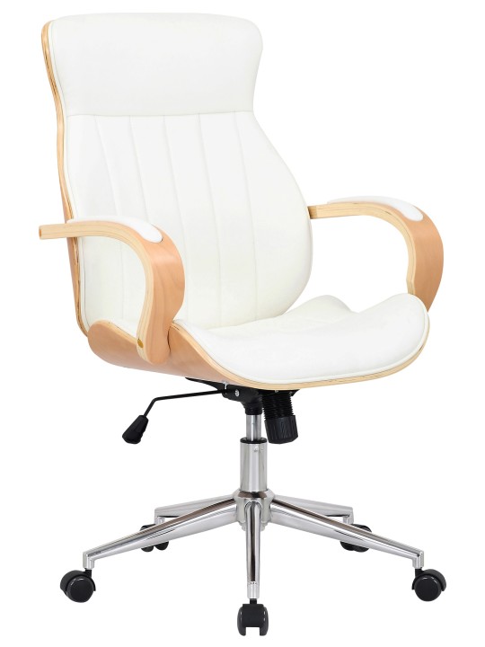 Silla de oficina Melilla polipiel, natural/blanco