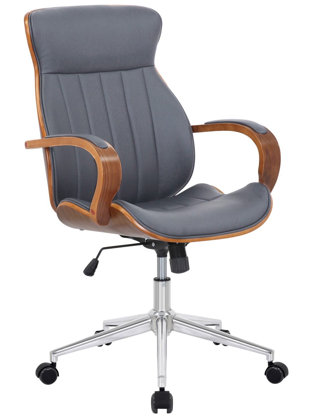 Silla de oficina Melilla polipiel, nogal/gris