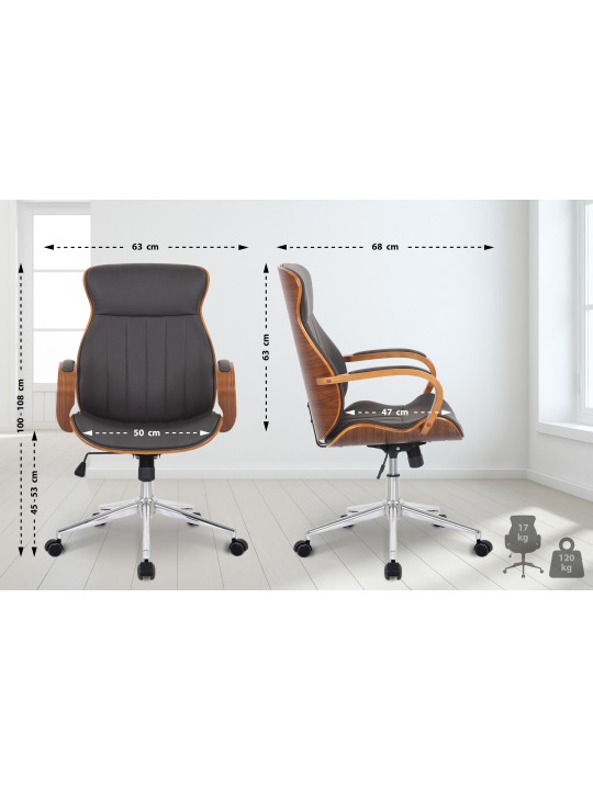 Silla de oficina Melilla polipiel, nogal/marrón