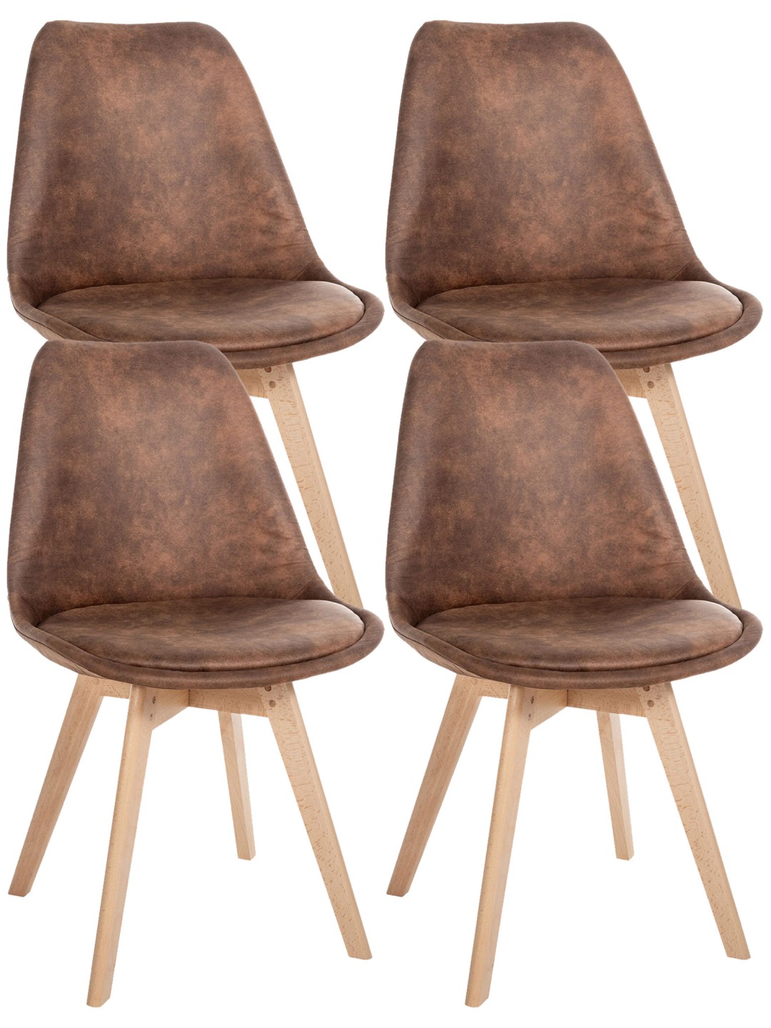 Conjunto de 4 sillas Linares Vintage, marrón