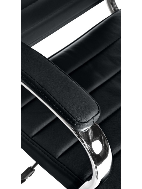 Silla de oficina Mollis de cuero genuino, negro