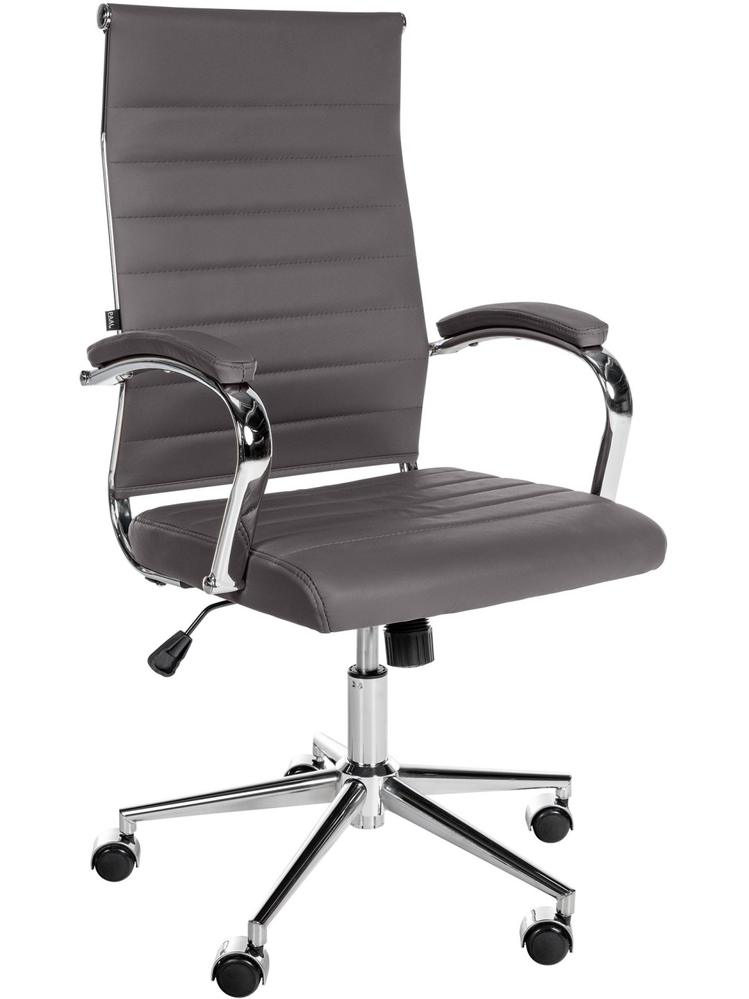 Silla de oficina Mollis de cuero genuino, gris