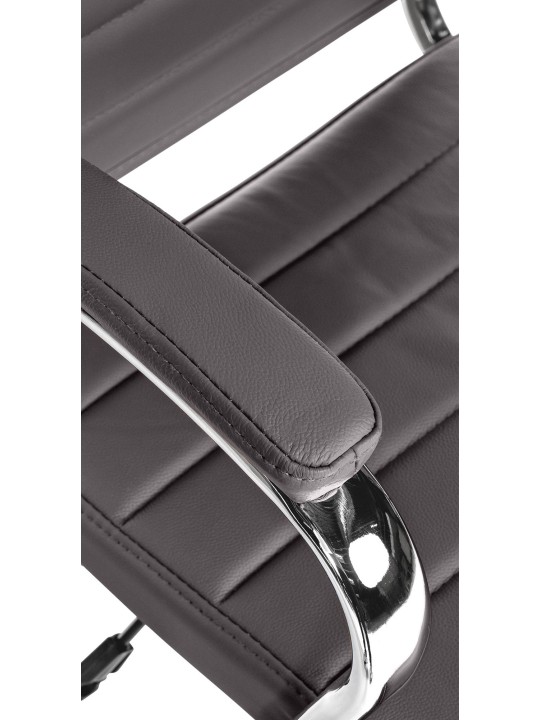 Silla de oficina Mollis de cuero genuino, gris