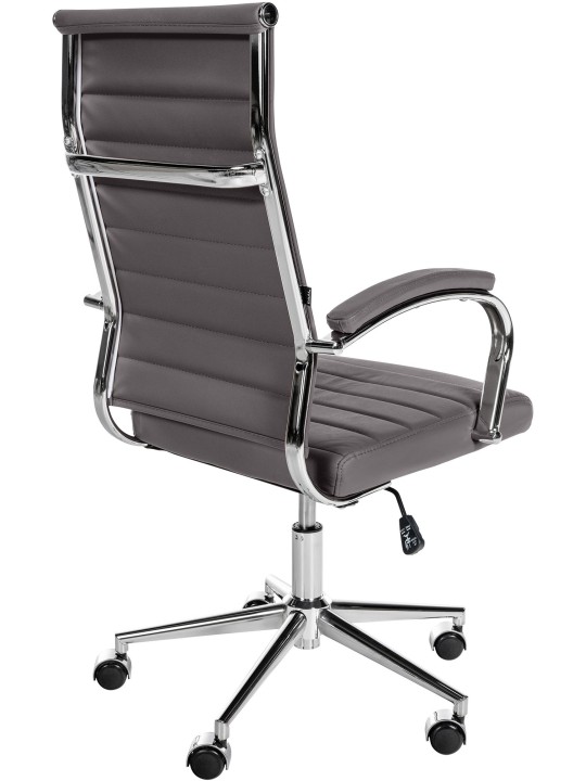 Silla de oficina Mollis de cuero genuino, gris