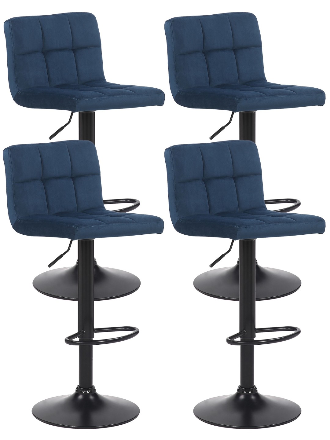 Juego de 4 taburetes de bar Feni terciopelo, azul