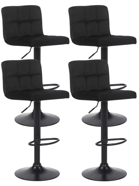 Juego de 4 taburetes de bar Feni terciopelo, negro