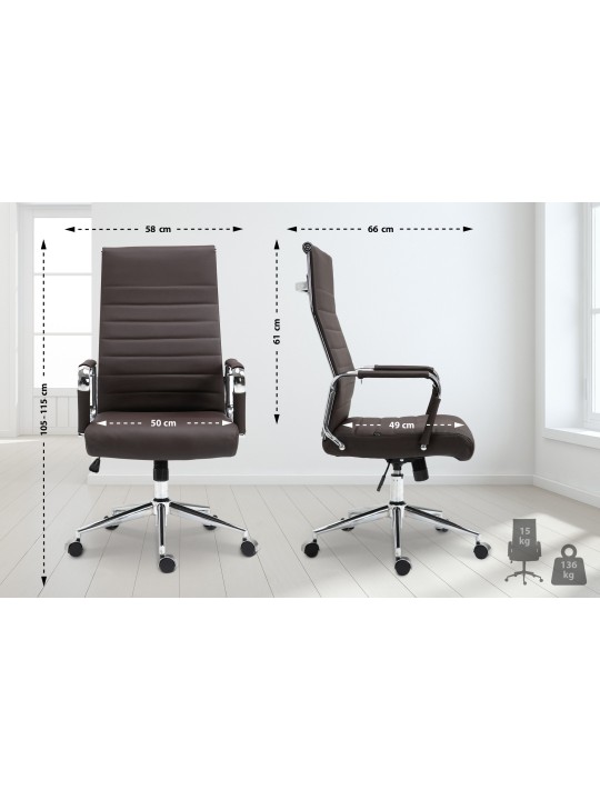 Silla de oficina Columbus cuero auténtico, marrón