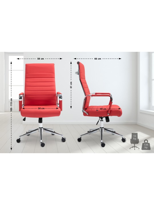 Silla de oficina Columbus cuero auténtico, rojo