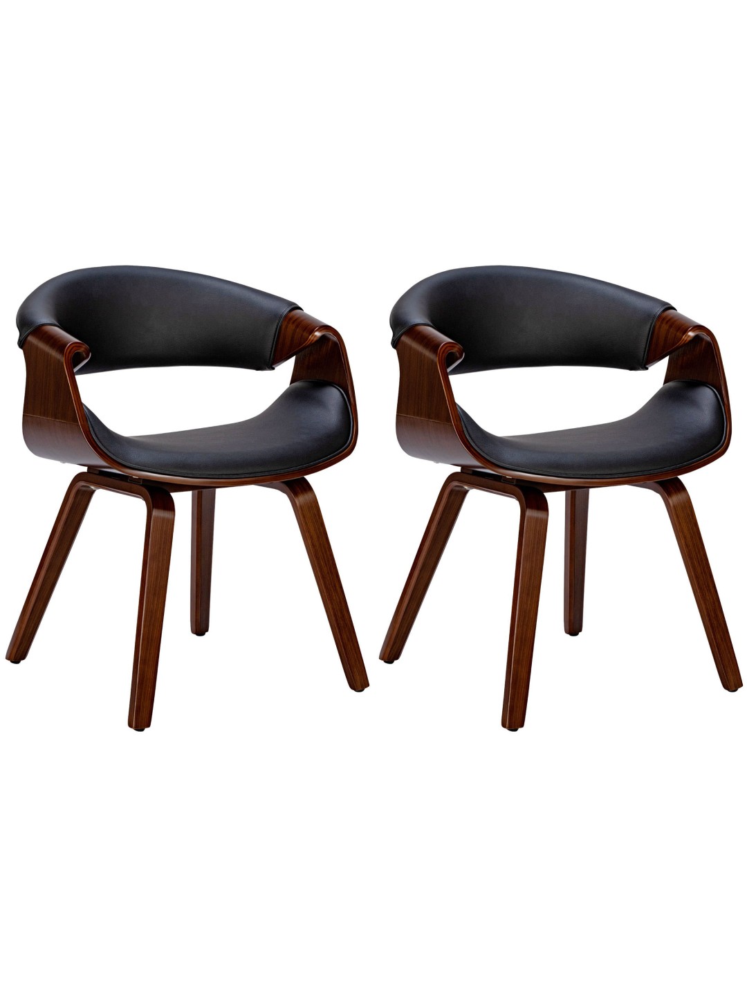 Juego de 2 sillas de comedor Foley piel sintética, nogal/negro