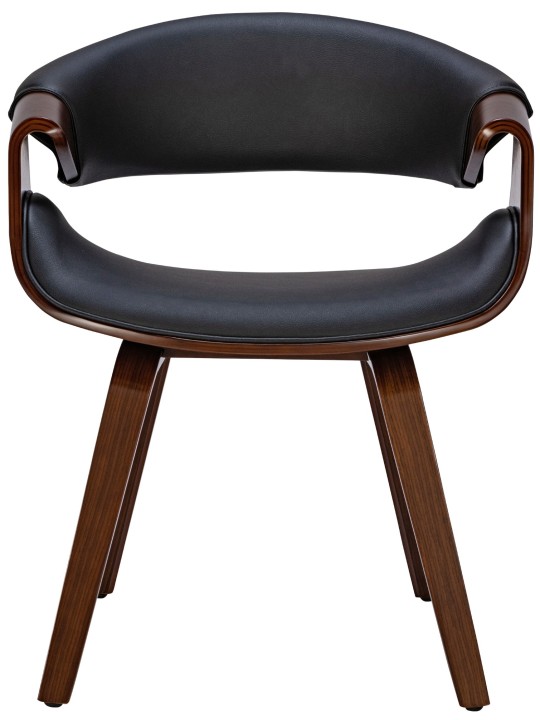 Juego de 2 sillas de comedor Foley piel sintética, nogal/negro