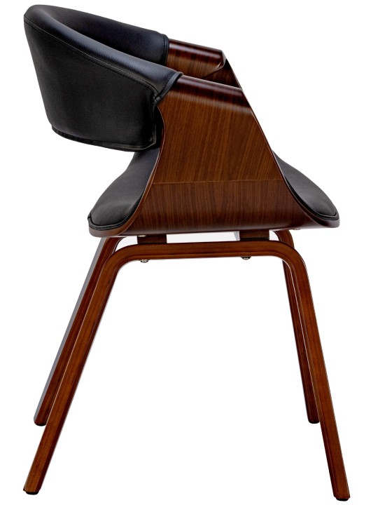 Juego de 2 sillas de comedor Foley piel sintética, nogal/negro