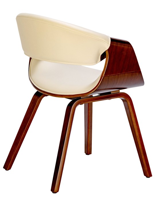 Juego de 2 sillas de comedor Foley piel sintética, nogal/crema