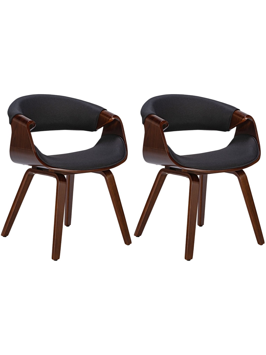 Juego de 2 Sillas de Comedor Foley Tela, nogal/negro