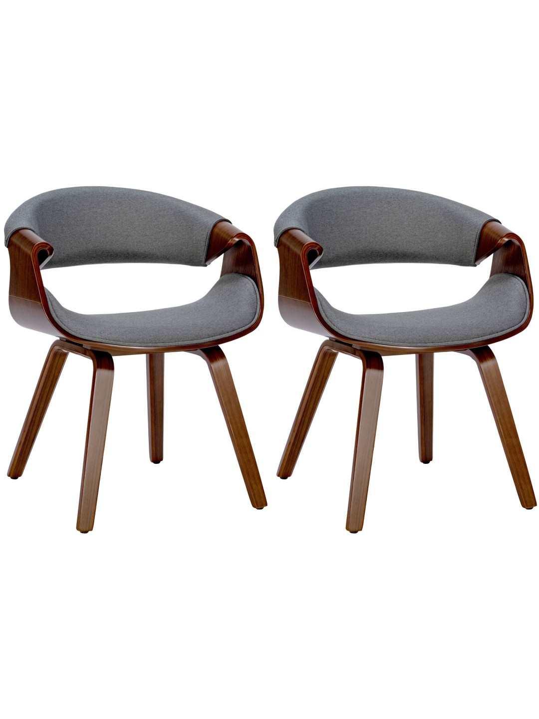 Juego de 2 Sillas de Comedor Foley Tela, nogal/gris