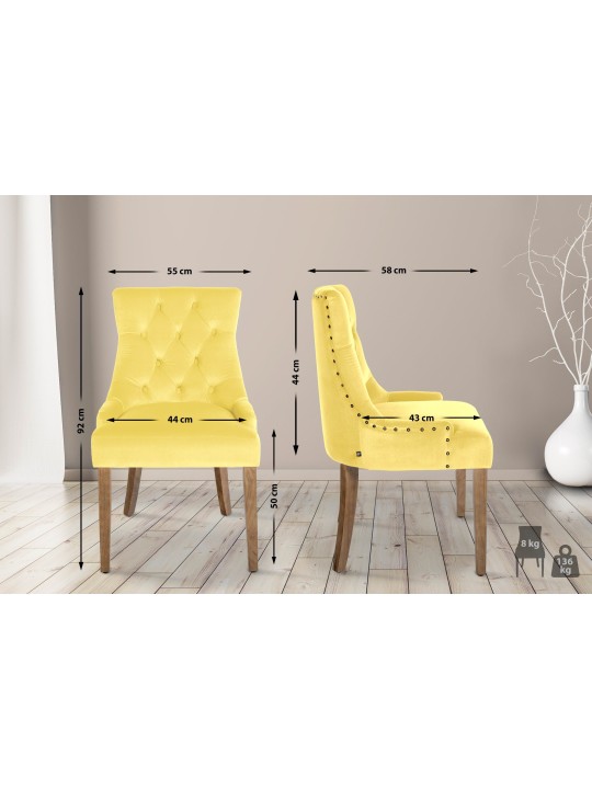 Silla de comedor Aberdeen terciopelo antiguo-claro, amarillo Silla de comedor Aberdeen terciopelo antiguo-claro, amarillo