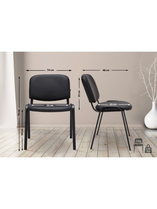 Silla de visita Ken símil piel, negro